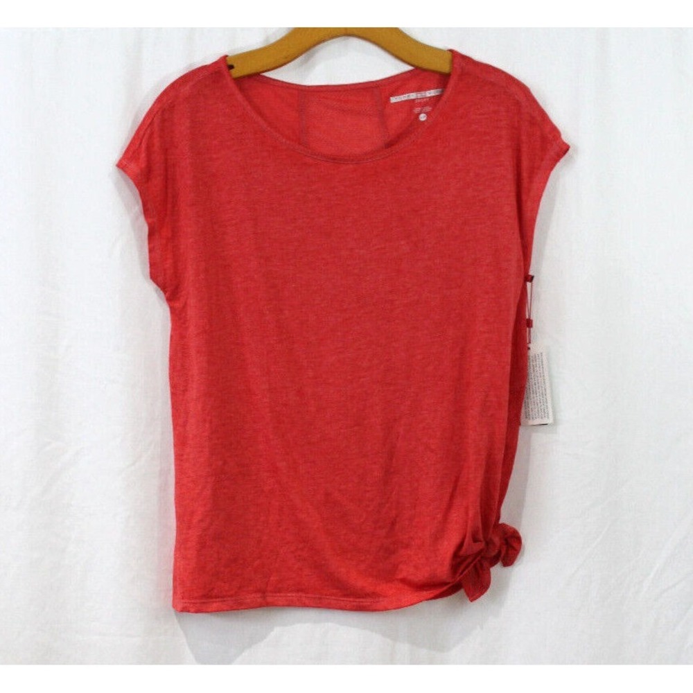 NWT Tommy Hilfiger Sport Womens Red Side Tie Short Sleeve Athletic Top S